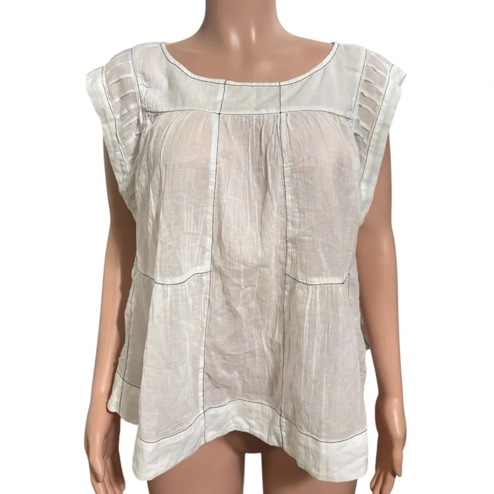 NWT ANTHROPOLOGIE Women’s Cap-Sleeve Babydoll Blouse - Picture 4 of 16